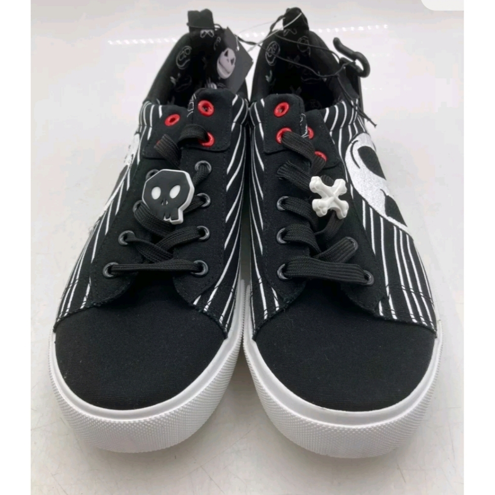 Disney Halloween Men's Black and White Sneakers with Striking Diagonal Stripes H